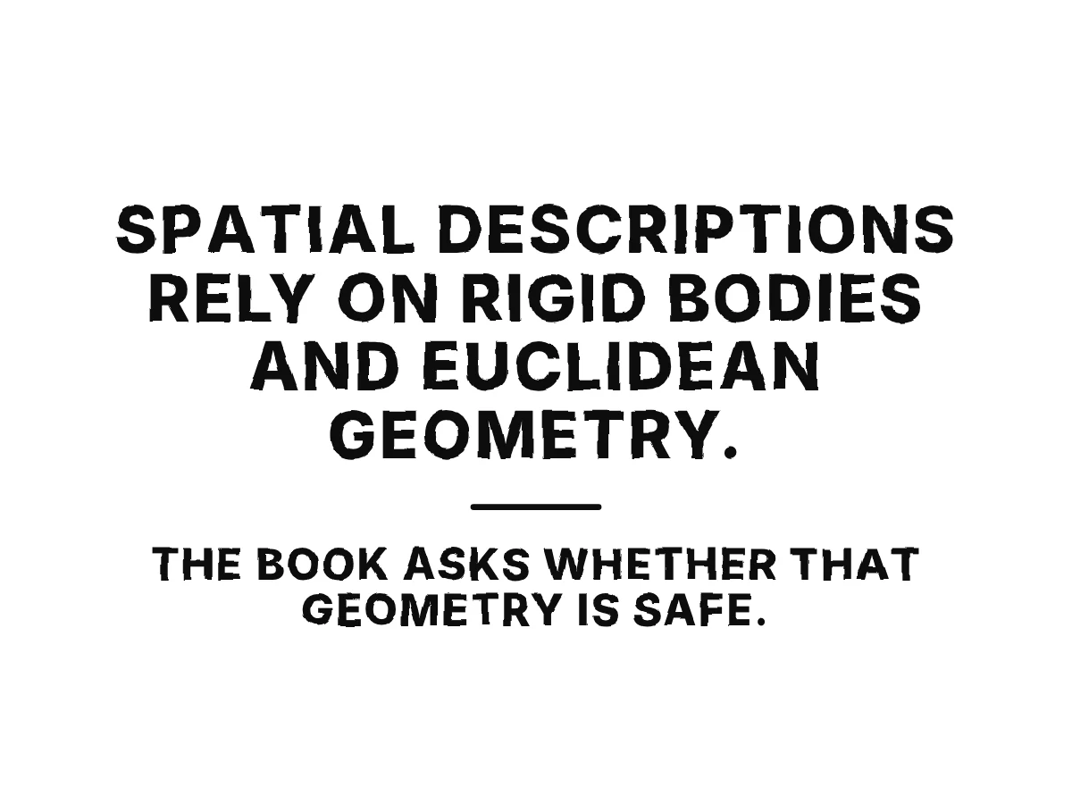 A key statement links spatial descriptions to rigid bodies and Euclidean geometry.
