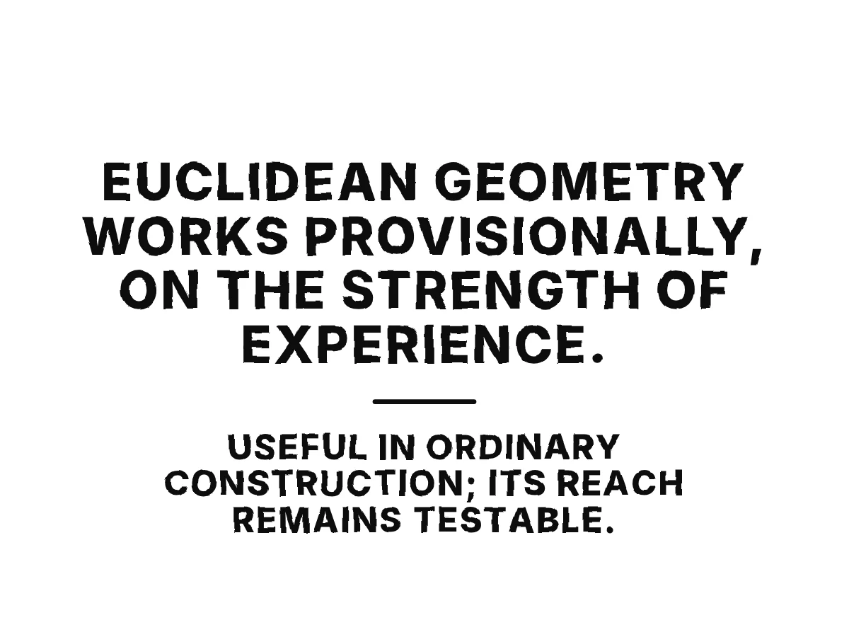 A concise statement presents Euclidean geometry’s physical success as experience-based and open to revision.